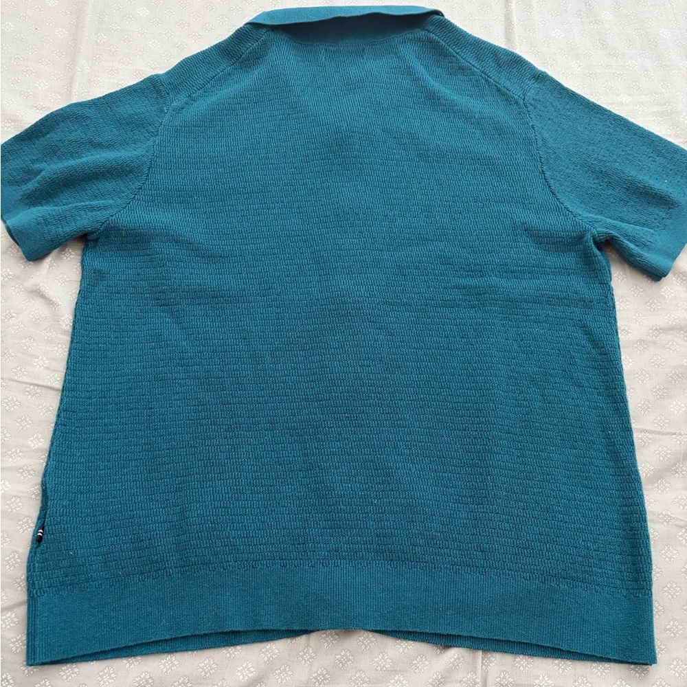 Mens Nautica Teal Short-Sleeve Sweater Polo - Picture 5 of 6